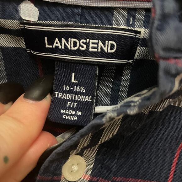 Lands end plaid button mens shirt - Picture 2 of 2